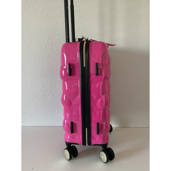 Juicy Couture Hot Pink Embossed Hearts 21" Spinner Carry-On Suitcase Luggage NEW - Picture 6 of 14